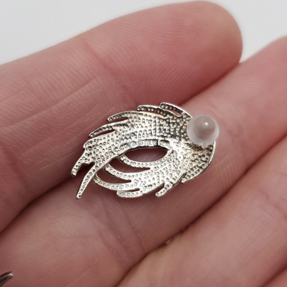 925 Sterling Silver CCO 12k Gold Leaf Accent Angel Wing Earrings - Picture 4 of 6